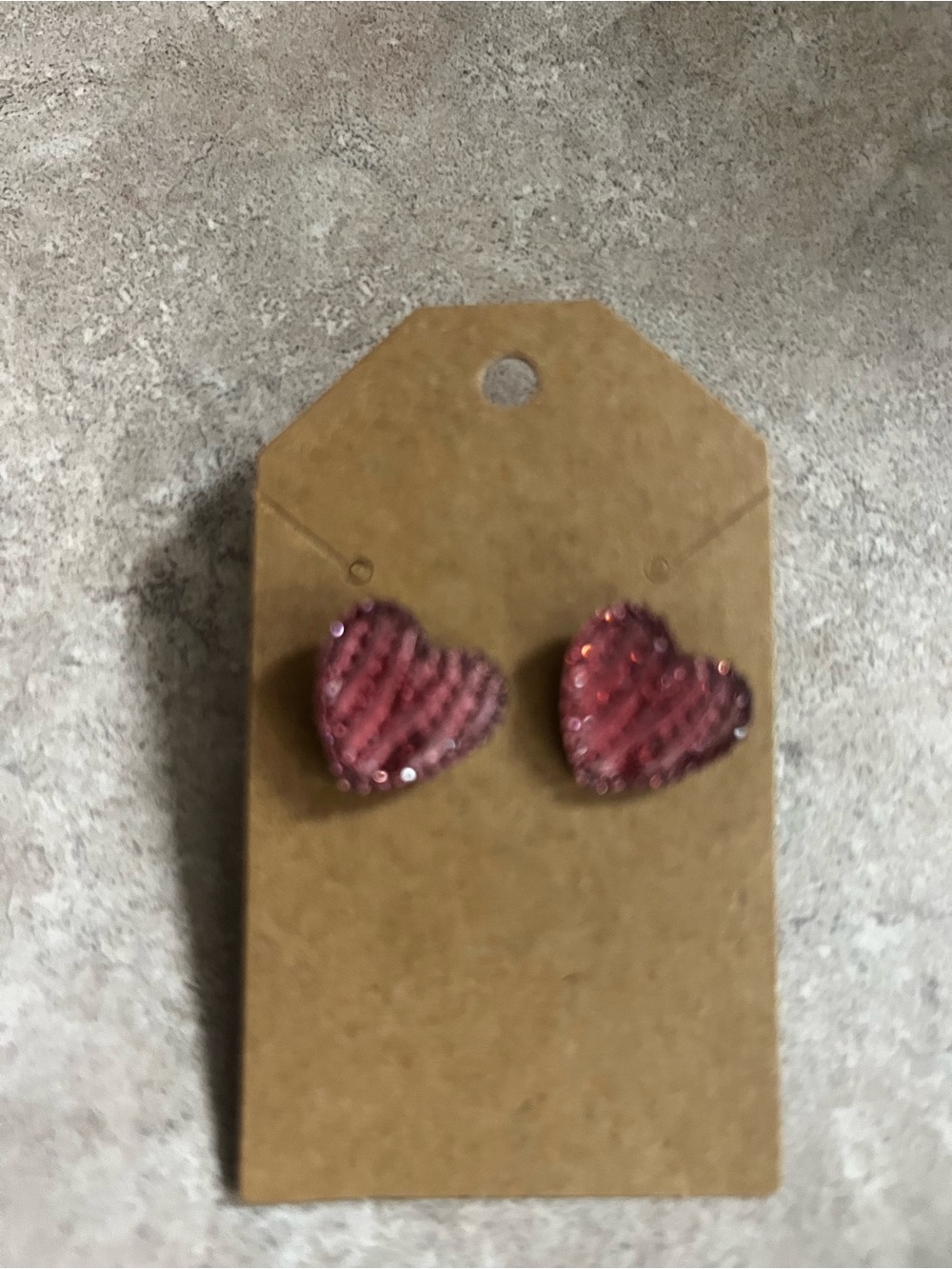 Pink Heart Glitter Stud Earrings - Women Jewelry